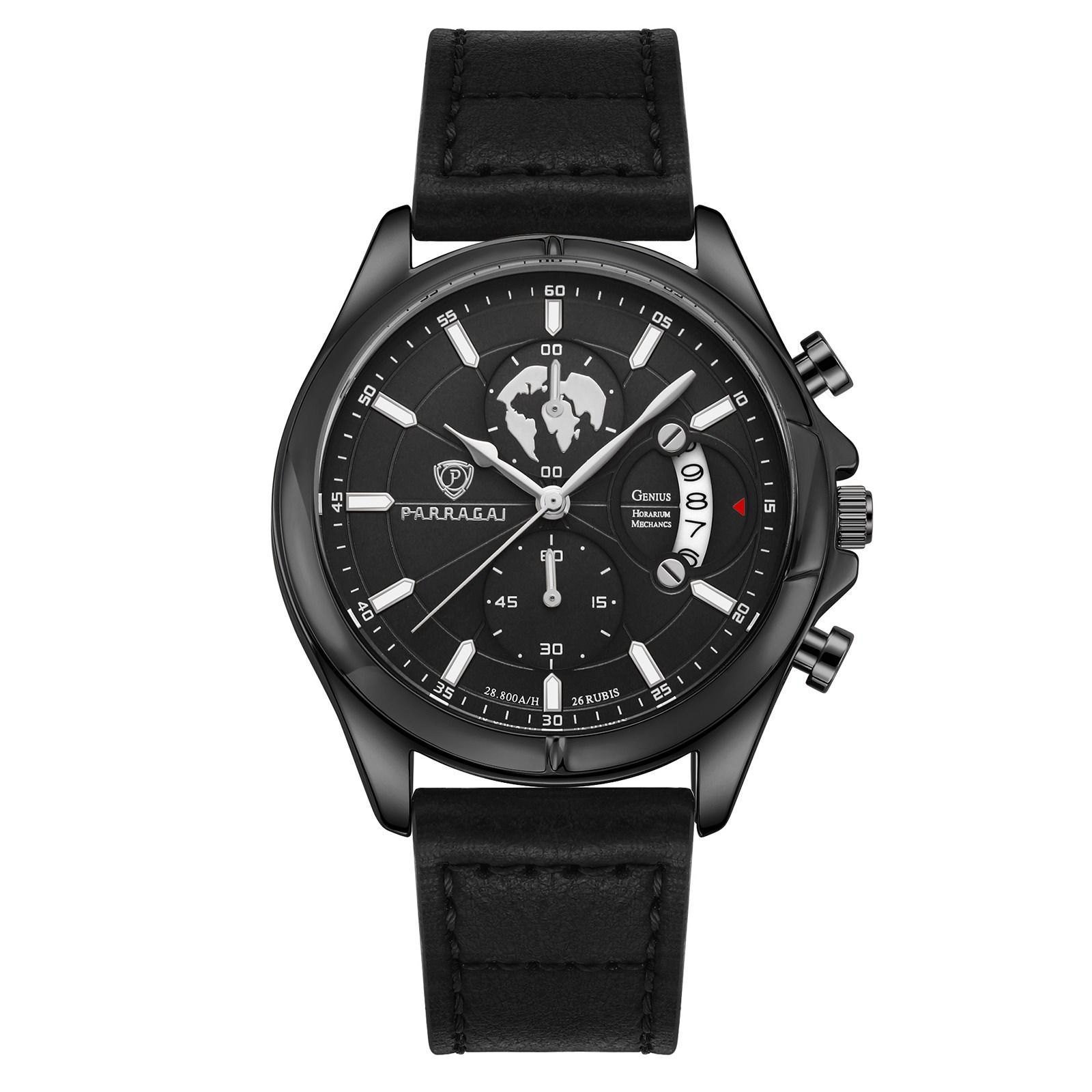Parragai Genius Pilot Chronograph Black - THE AM Fine Timepieces