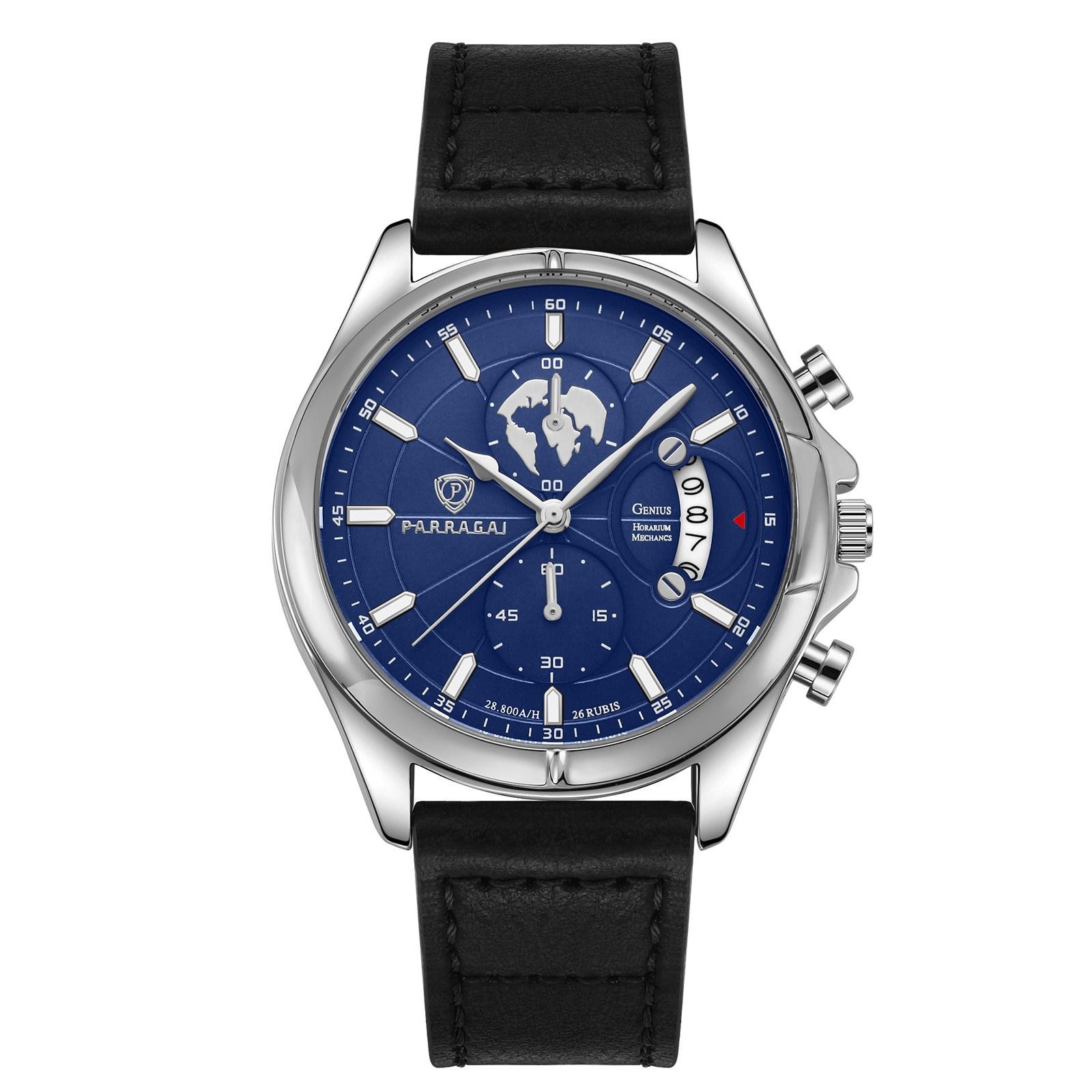 Parragai Genius Pilot Chronograph Black Steel - THE AM Fine Timepieces