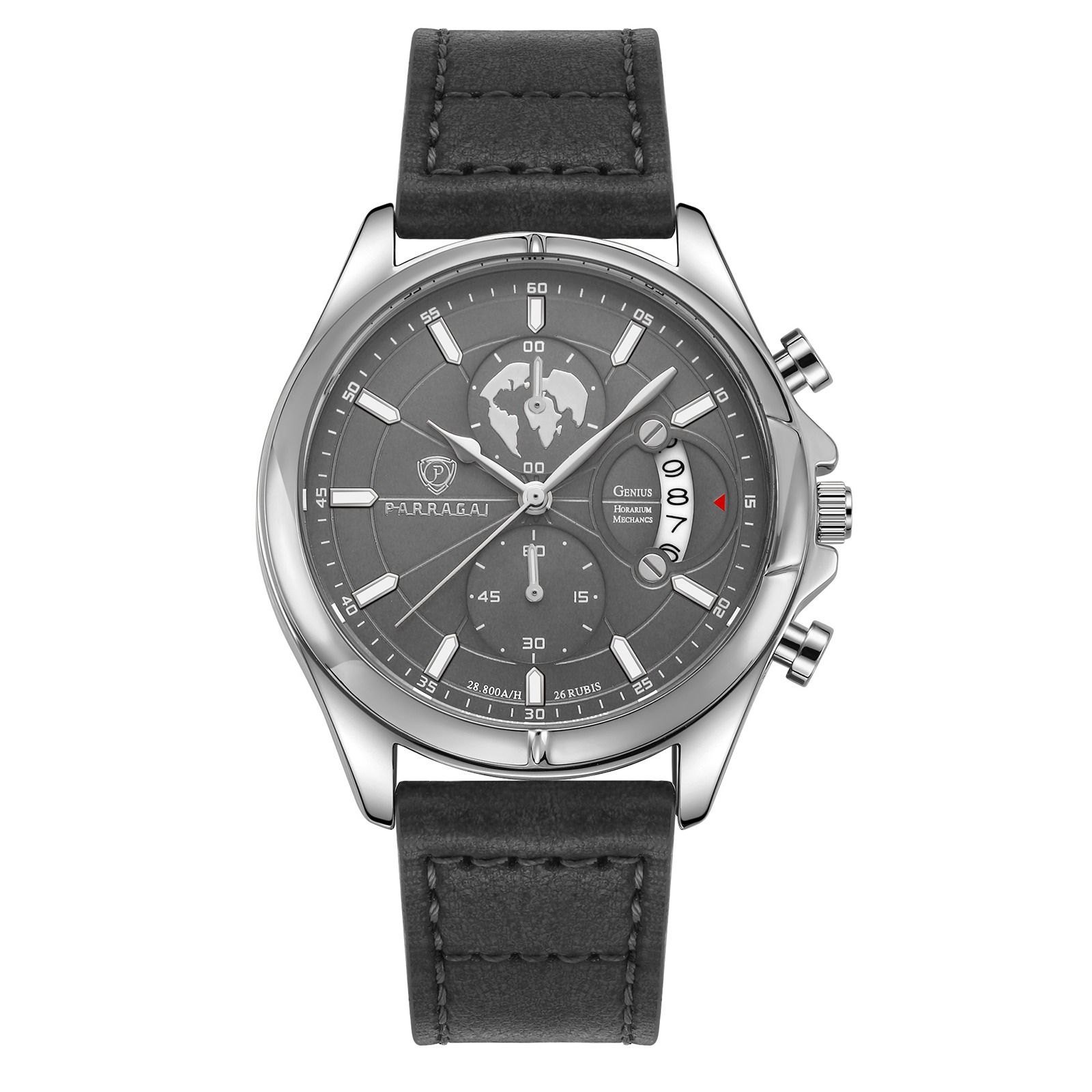 Parragai Genius Pilot Chronograph White Steel - THE AM Fine Timepieces